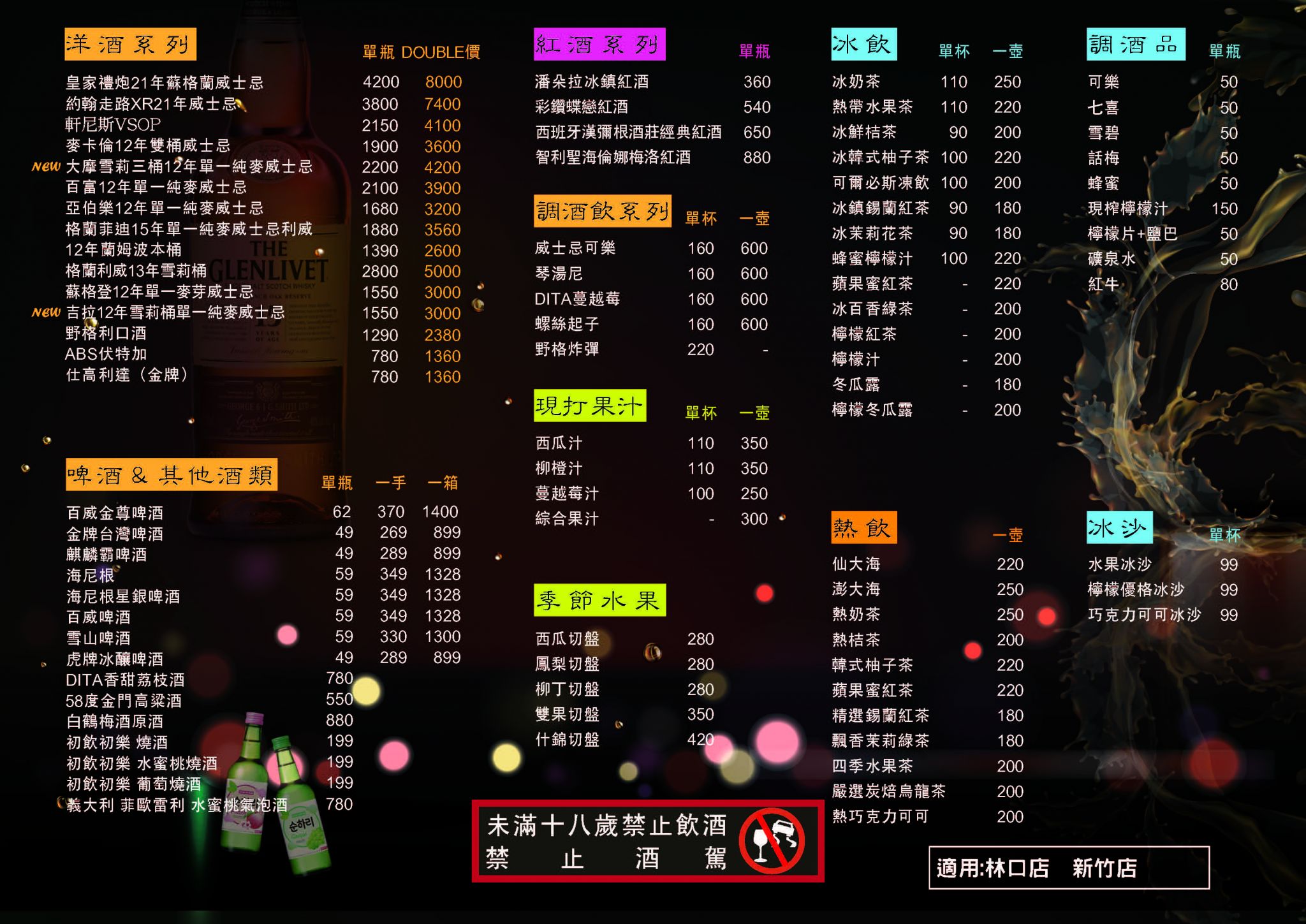 新竹店/林口店 - 酒單